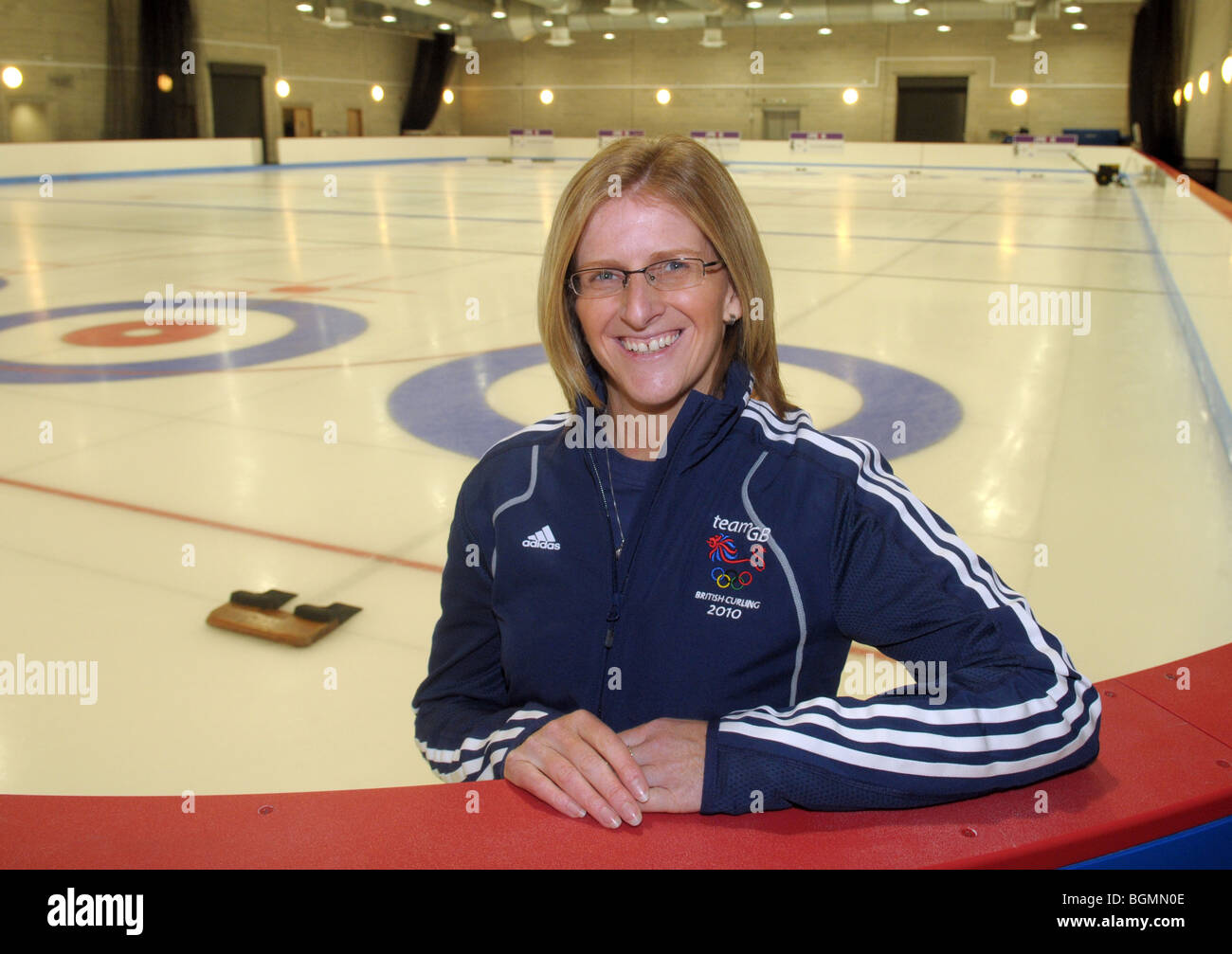 I membri del team GB womens Curling team per le Olimpiadi invernali di Vancouver. Foto Stock