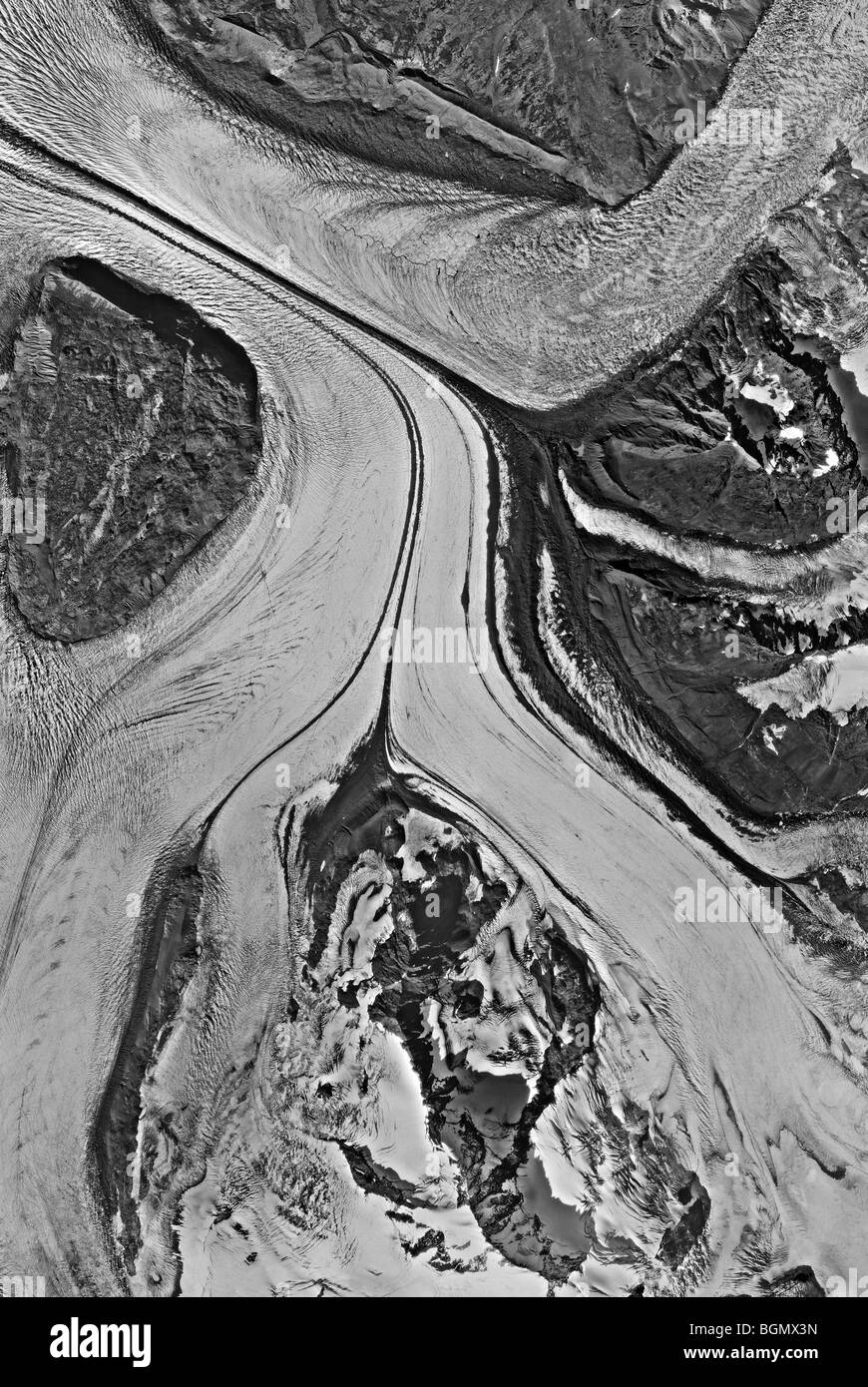 Vista aerea sopra i ghiacciai vicino a Anchorage in Alaska Foto Stock