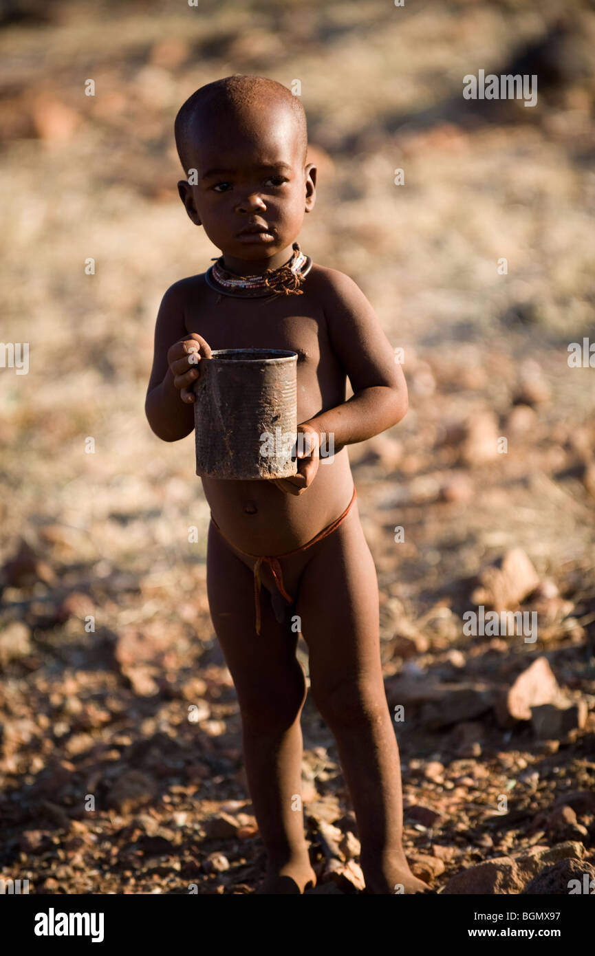 Bambino Himba, Namibia Foto Stock