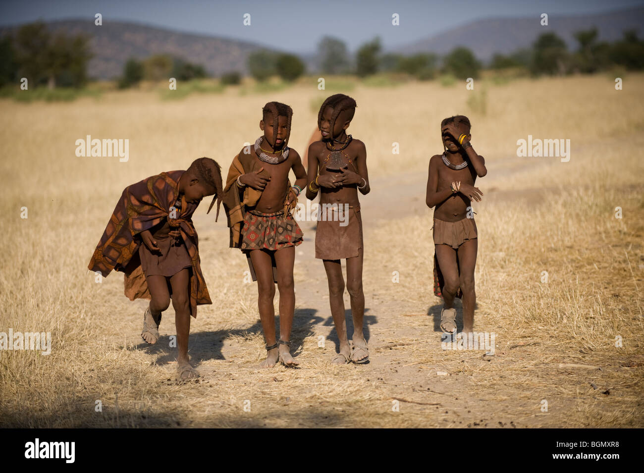 Bambini Himba, Kaokoland, Namibia Foto Stock