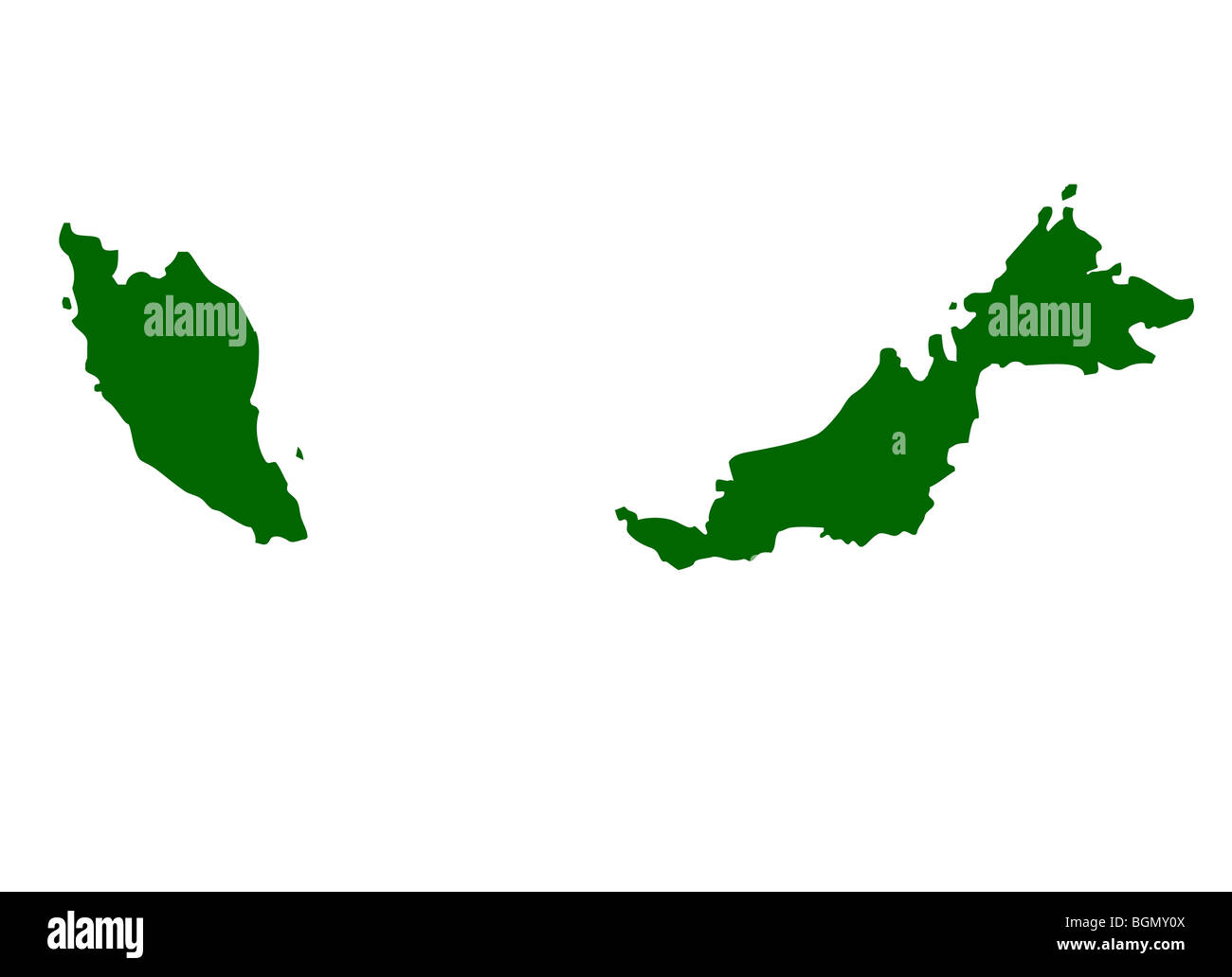 Malaysia mappa isolati su sfondo bianco. Foto Stock