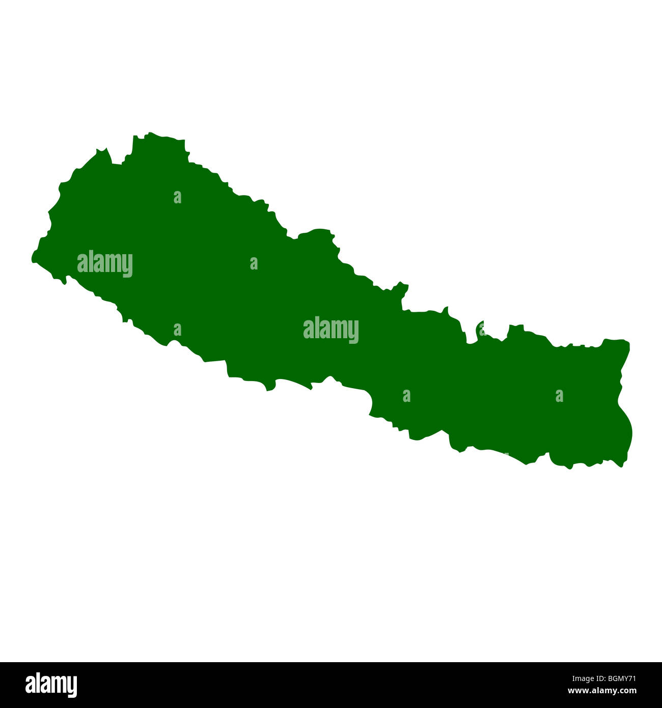 Mappa di Nepal isolati su sfondo bianco. Foto Stock
