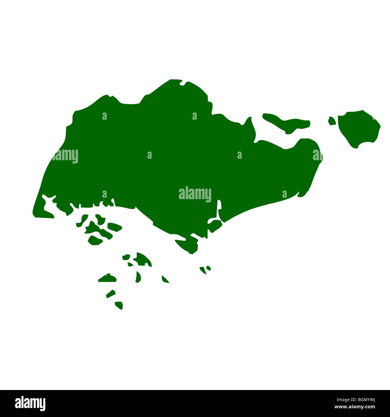 Mappa di Singapore isolati su sfondo bianco. Foto Stock