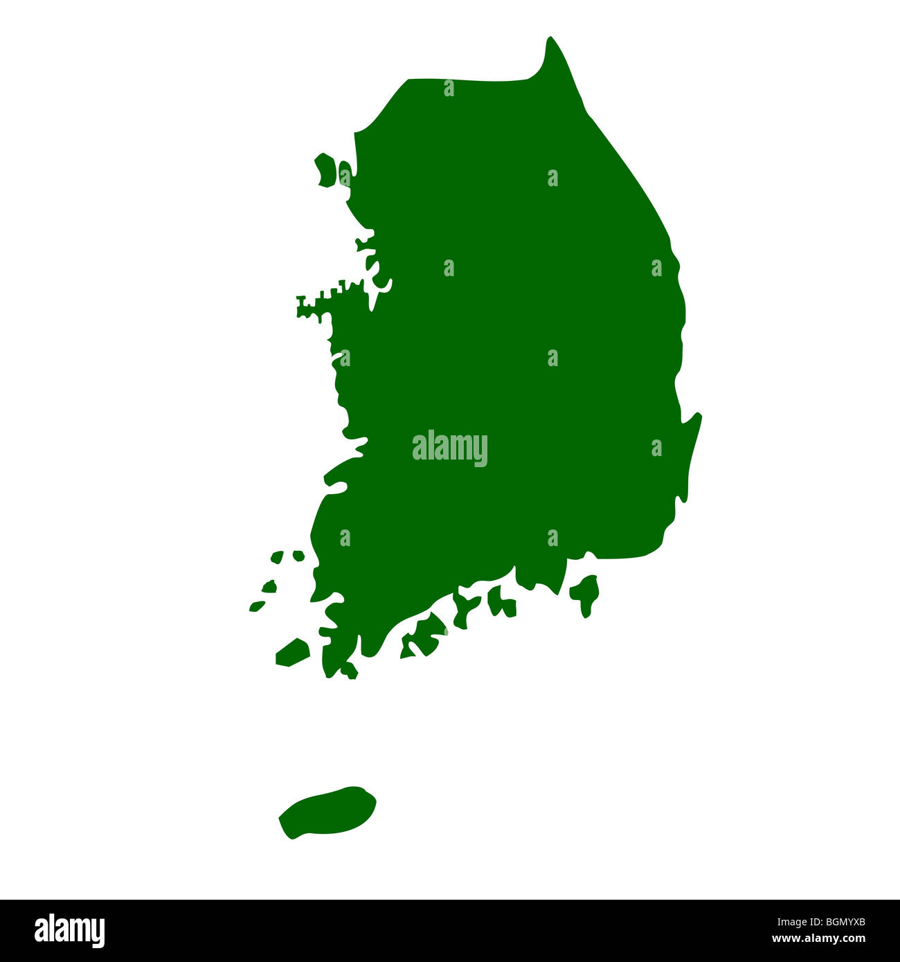 Corea del Sud mappa isolati su sfondo bianco. Foto Stock