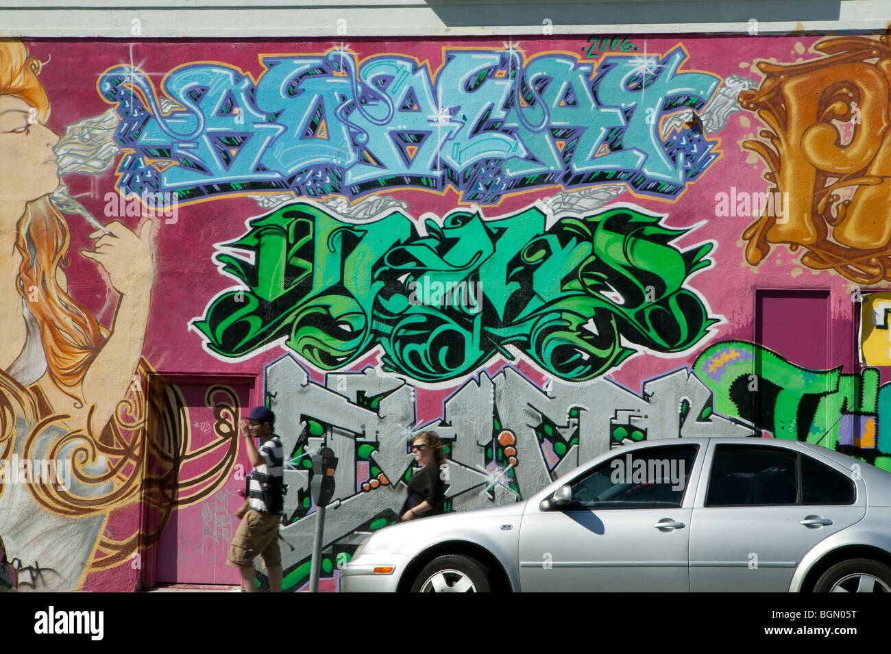 Haight Street murale, San Francisco Foto Stock