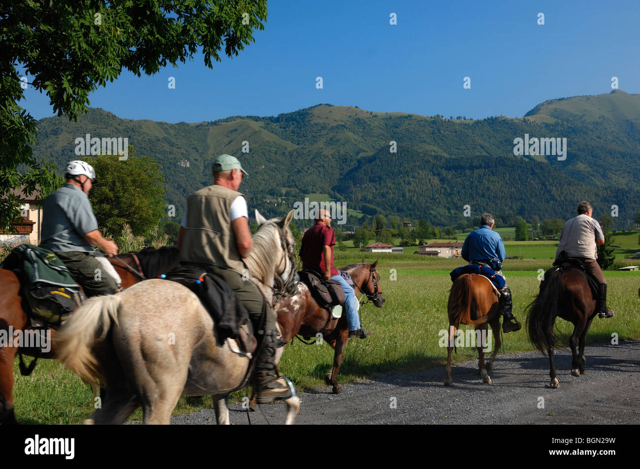 trekking a cavallo Foto Stock