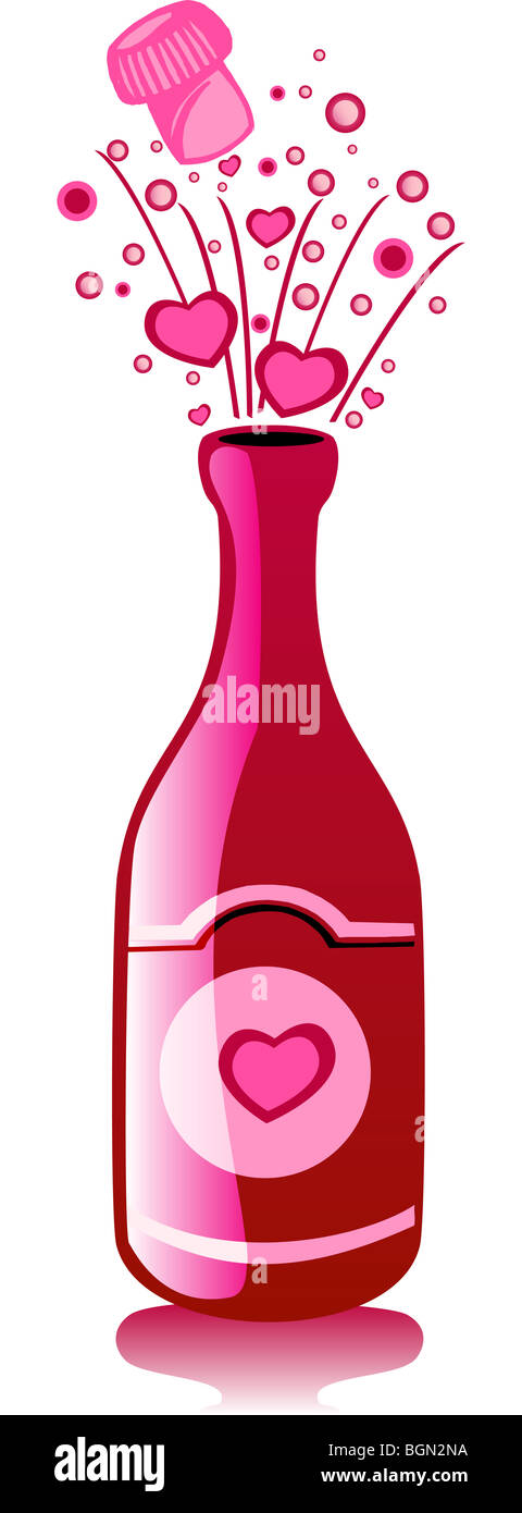 Vector pozione d'amore, Champagne per il giorno di San Valentino o l'amore. Foto Stock