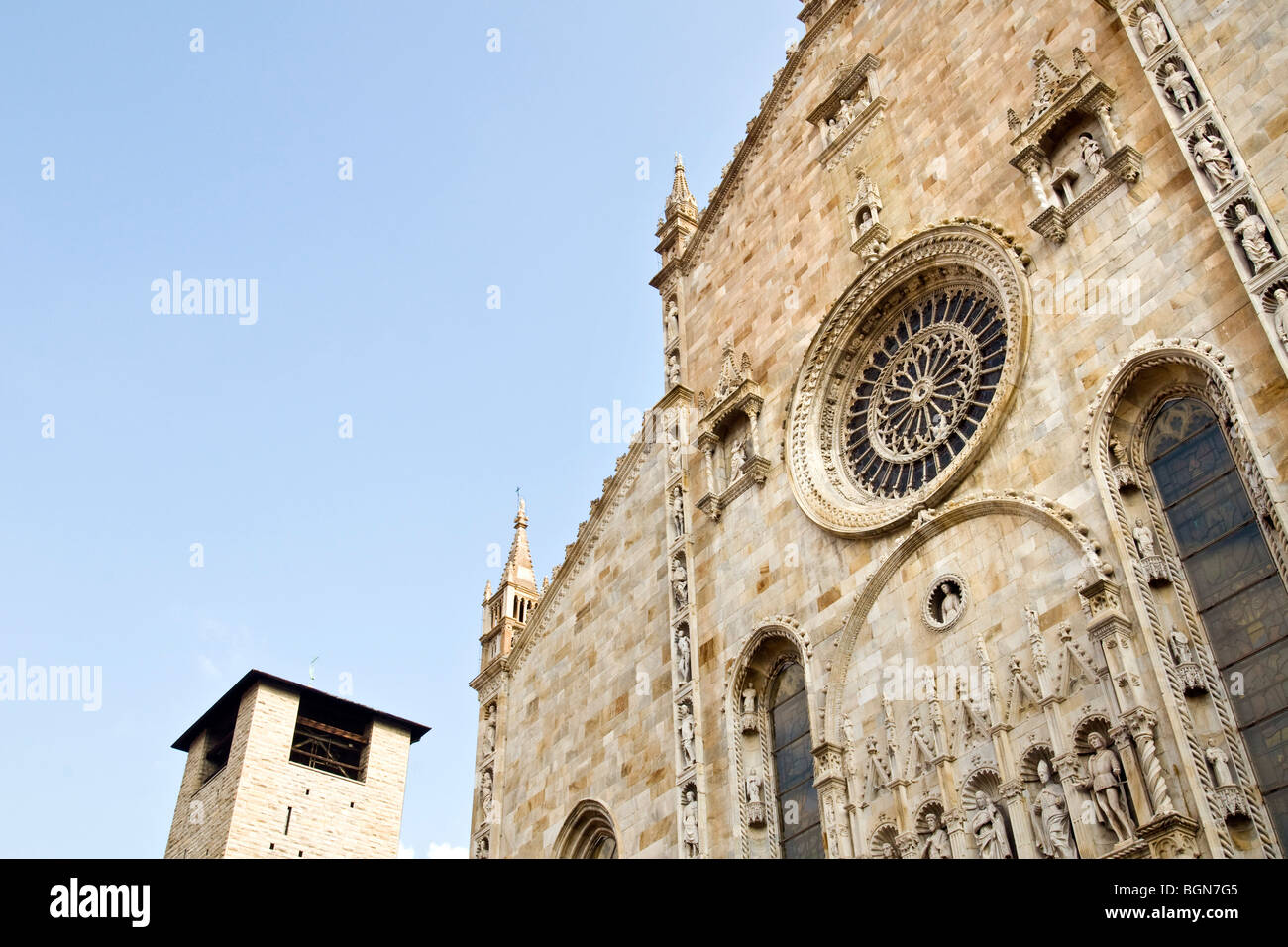 La cattedrale, la piazza del Duomo di Como, Italia Foto Stock