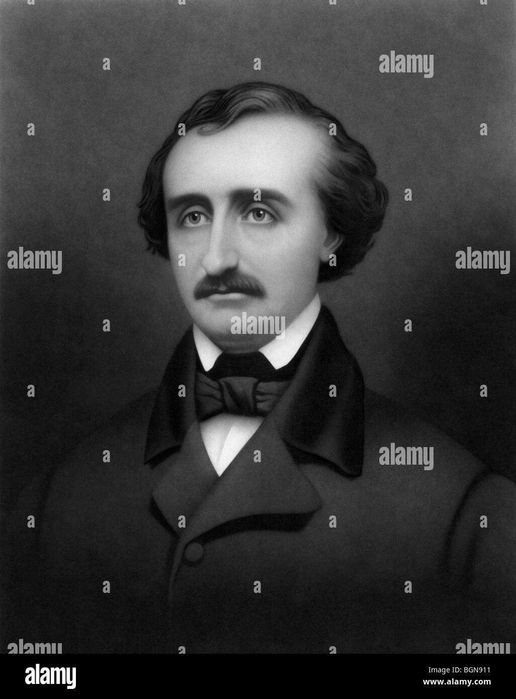 Stampa verticale c1896 di American scrittore e poeta Edgar Allan Poe (1809 - 1849) - un pioniere del detective fiction genere. Foto Stock