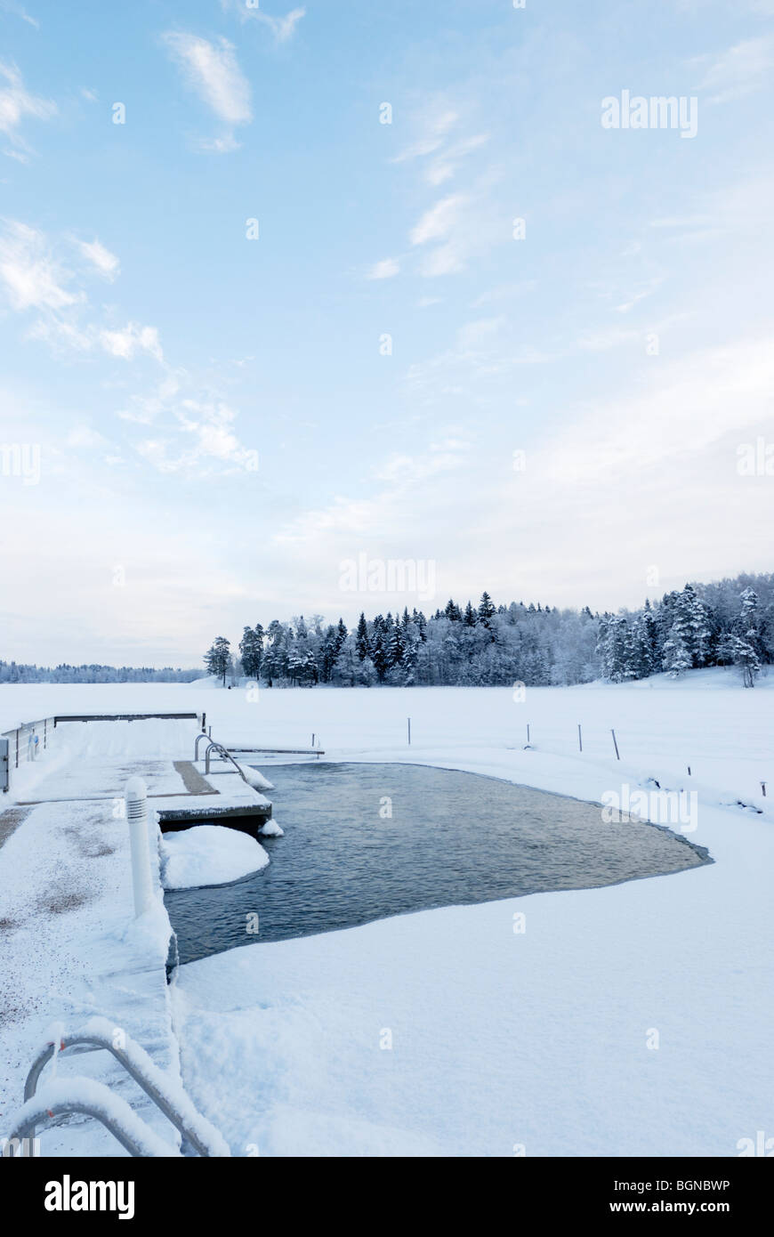 Piscina invernale posto in Oittaa, Espoo, Finlandia Foto Stock