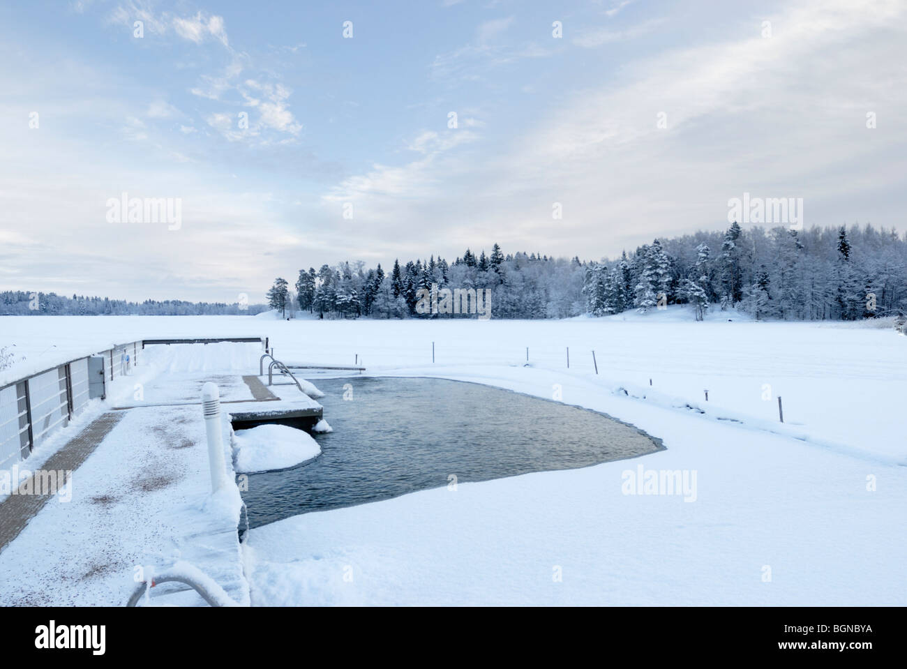 Piscina invernale posto in Oittaa, Espoo, Finlandia Foto Stock