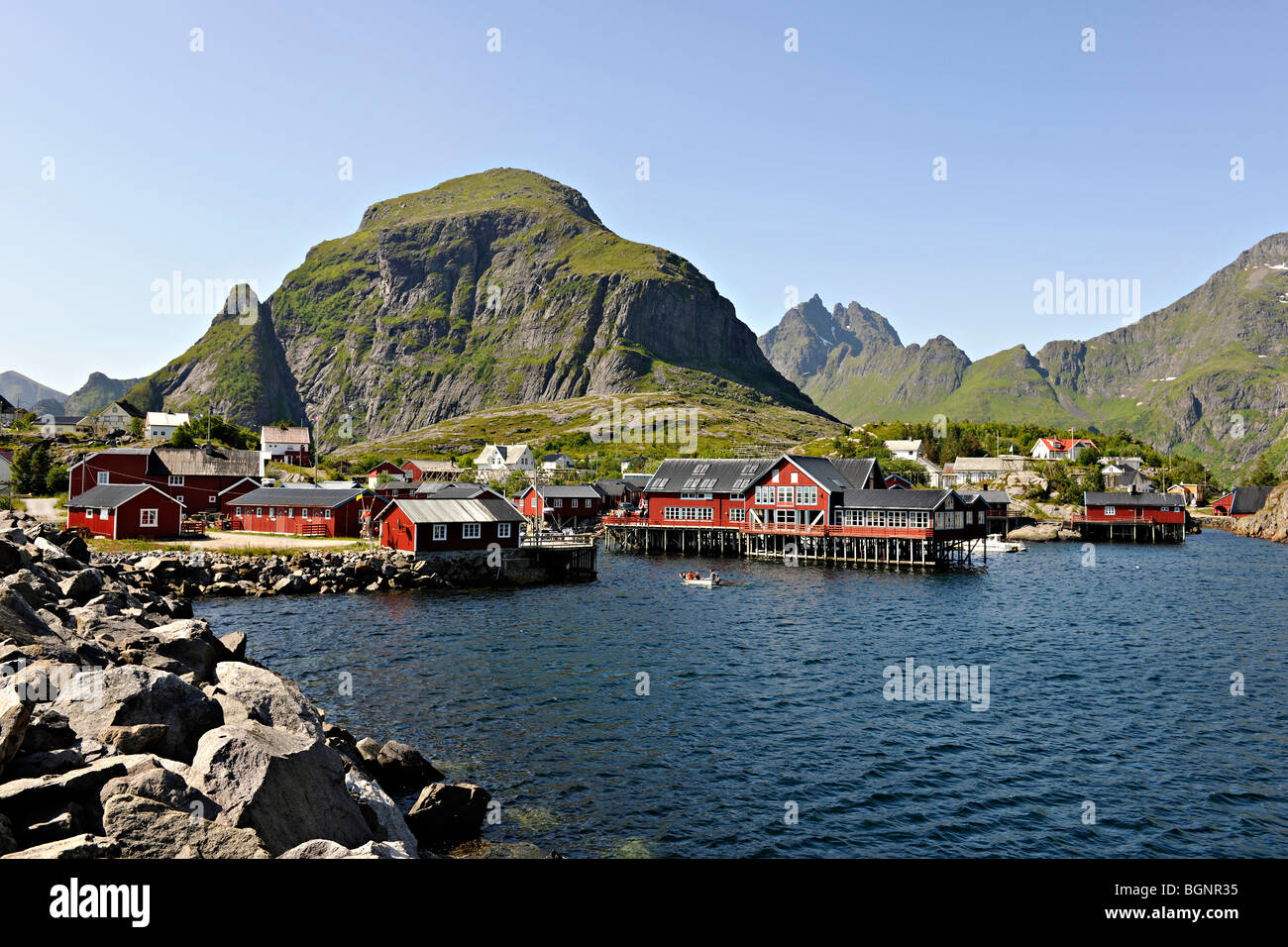 Å in Lofoten, alla fine della strada principale in Isole Lofoten Foto Stock