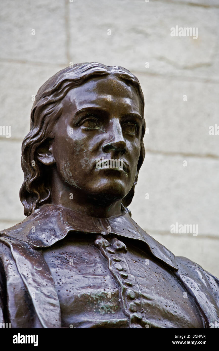 Statua di John Harvard il fondatore della Harvard University - CAMBRIDGE, Massachusetts Foto Stock