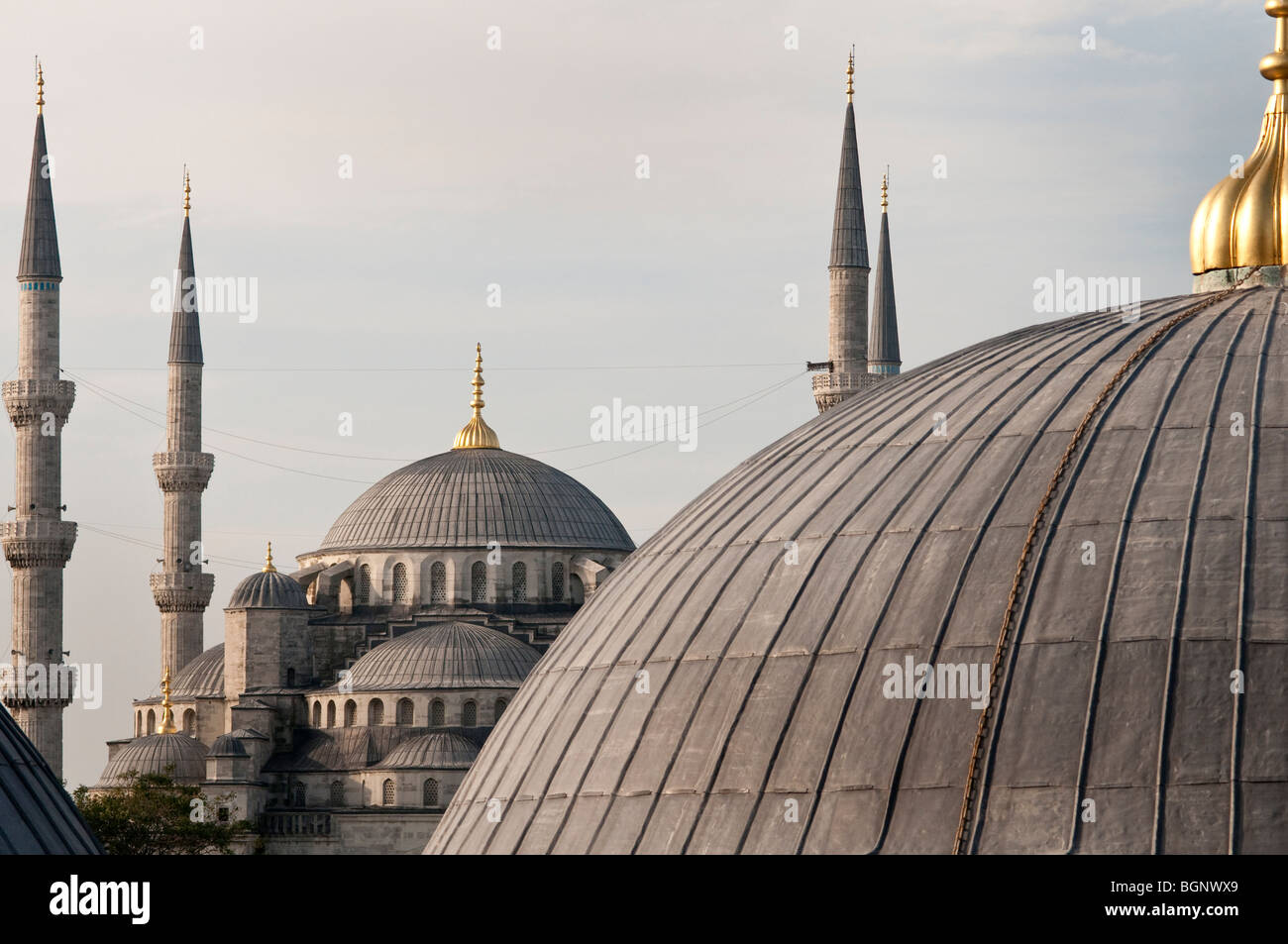 La moschea blu, Istanbul dall'Hagia Sophia Foto Stock
