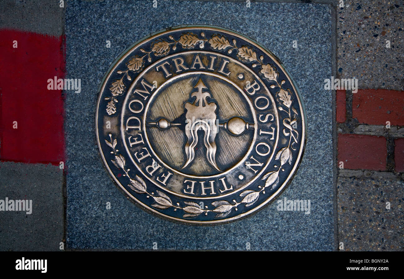 Guarnizione del sentiero della libertà che è un tour a piedi del centro storico - BOSTON, MASSACHUSETTS Foto Stock