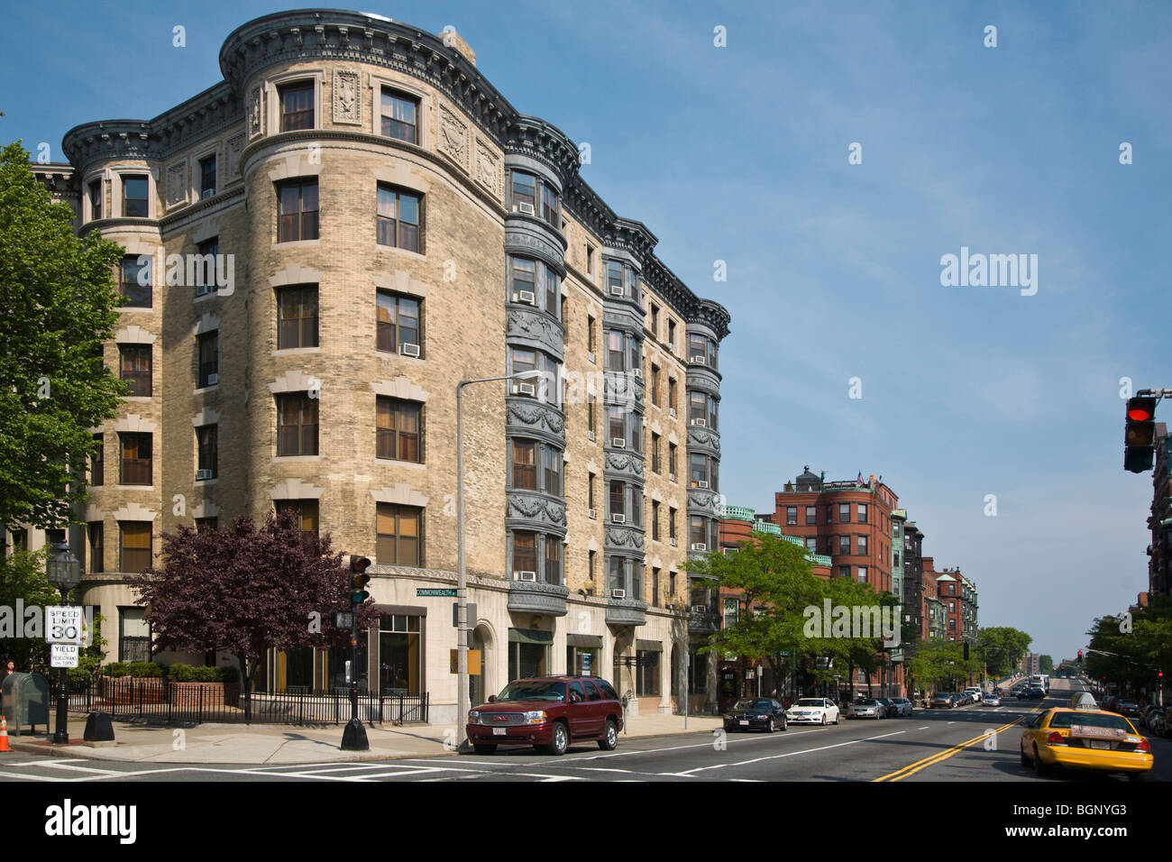 Classica architettura BOSTONIAN vicino al Commonwealth Avenue - BOSTON, MASSACHUSETTS Foto Stock