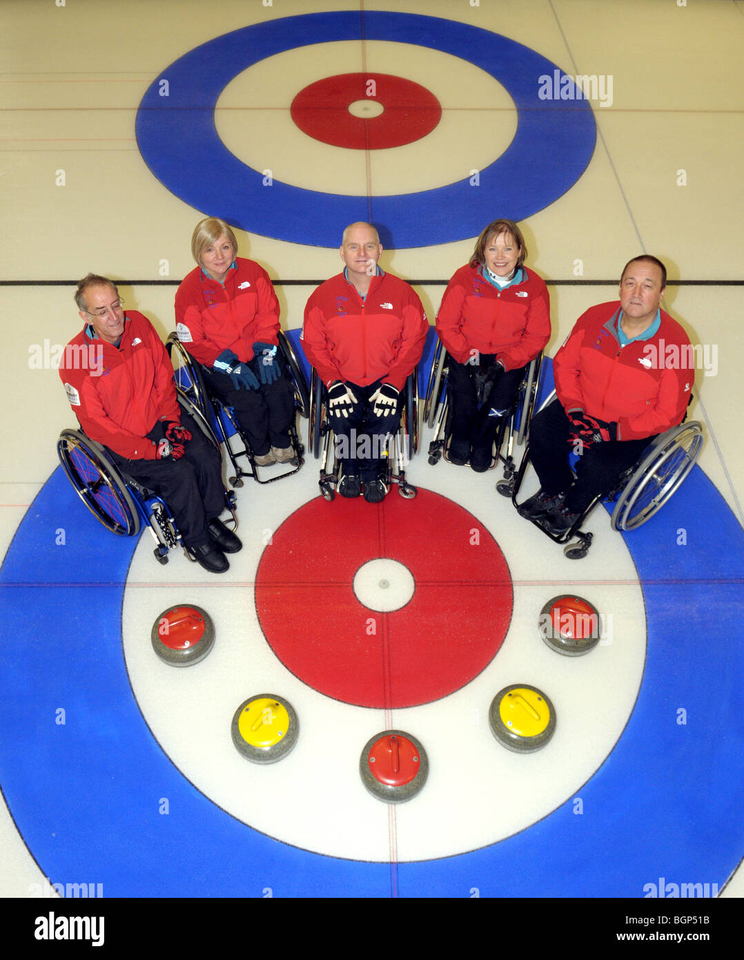 I membri del team GB Paralympian bigodini per sedie a rotelle per i Giochi Olimpici di Vancouver Foto Stock