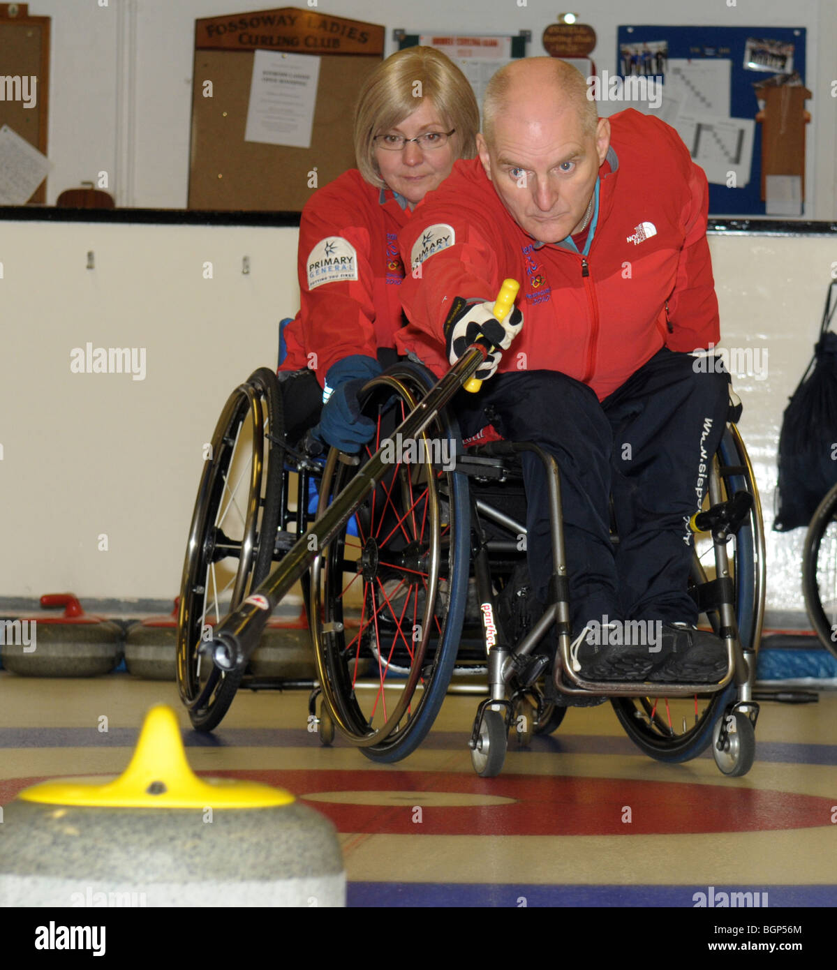 I membri del team GB Paralympian bigodini per sedie a rotelle per i Giochi Olimpici di Vancouver Foto Stock