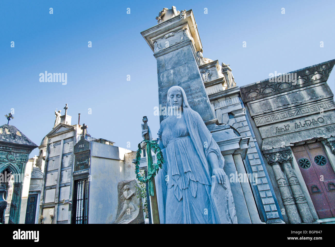 Statua nel cimitero di Recoleta, Buenos Aires, Argentina Foto Stock