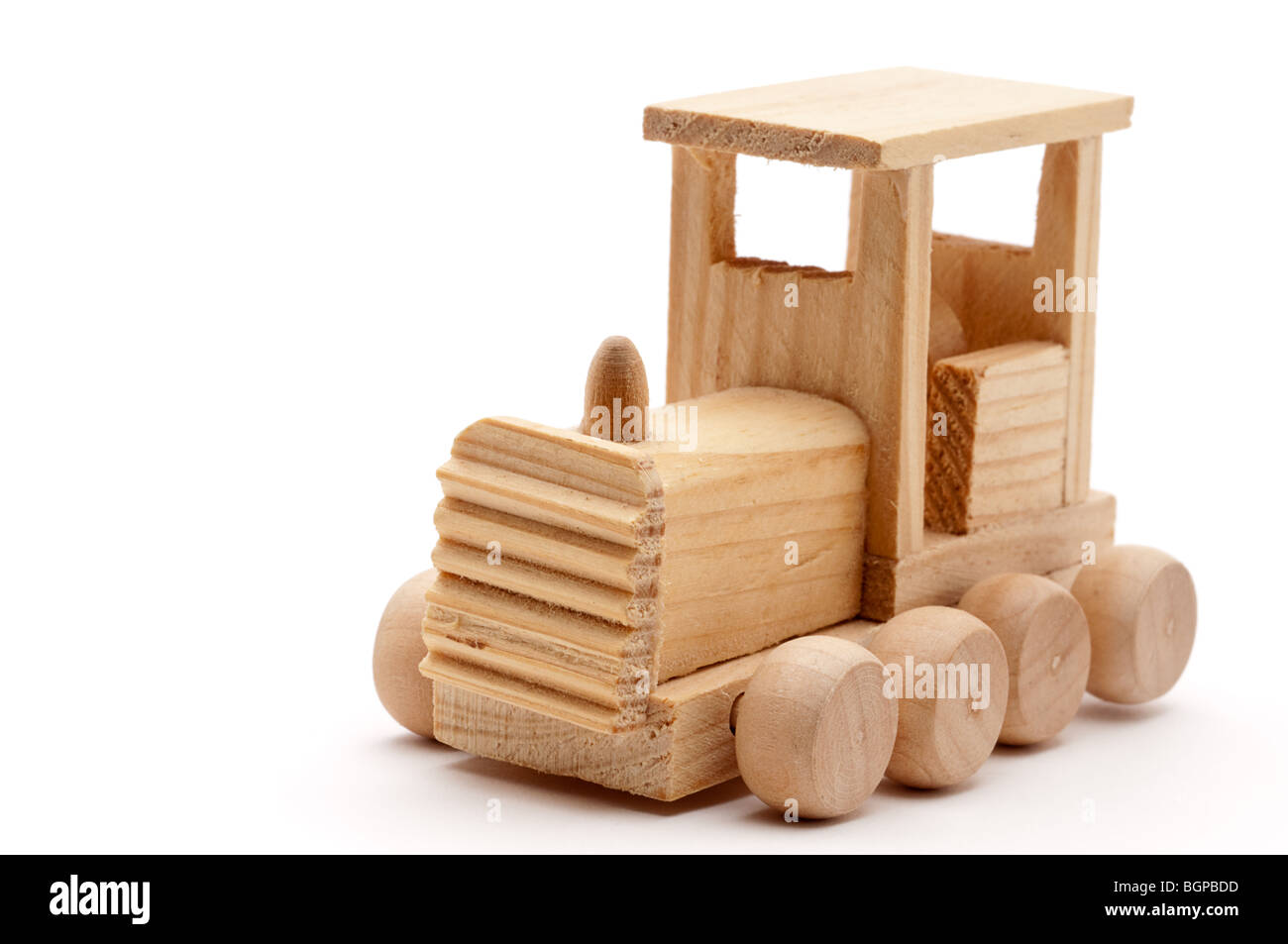 Chiudere orizzontale di un giocattolo di legno treno Foto Stock