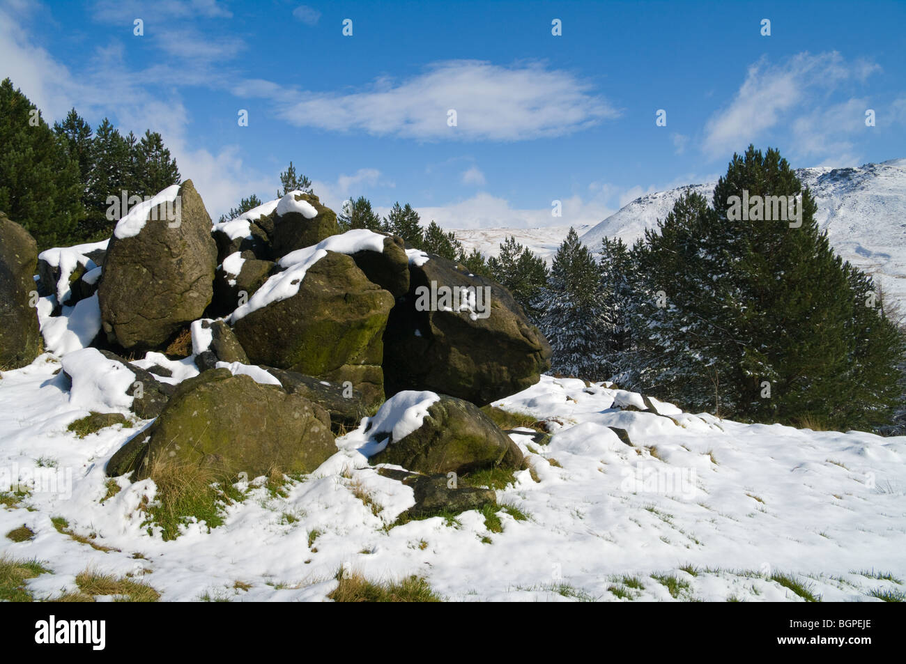Neve, Binn verde, Saddleworth UK, 2009 Foto Stock