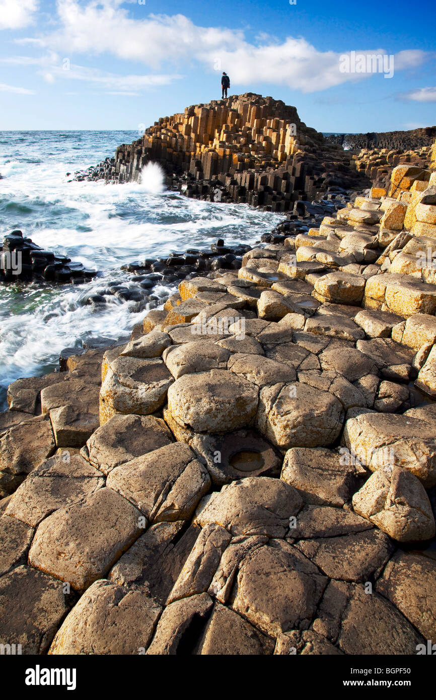 L isola in GianGiant'sts Causeway Antrim Irlanda del Nord un fenomeno naturale e un sito del patrimonio mondiale. Foto Stock