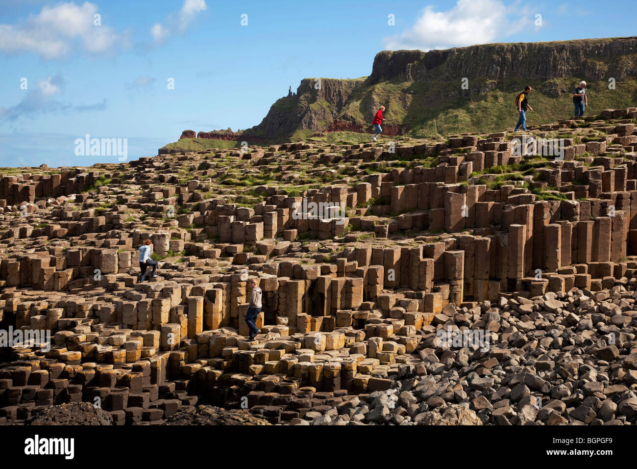 Giant's Causeway Antrim Irlanda del Nord un fenomeno naturale e un sito del patrimonio mondiale. Foto Stock