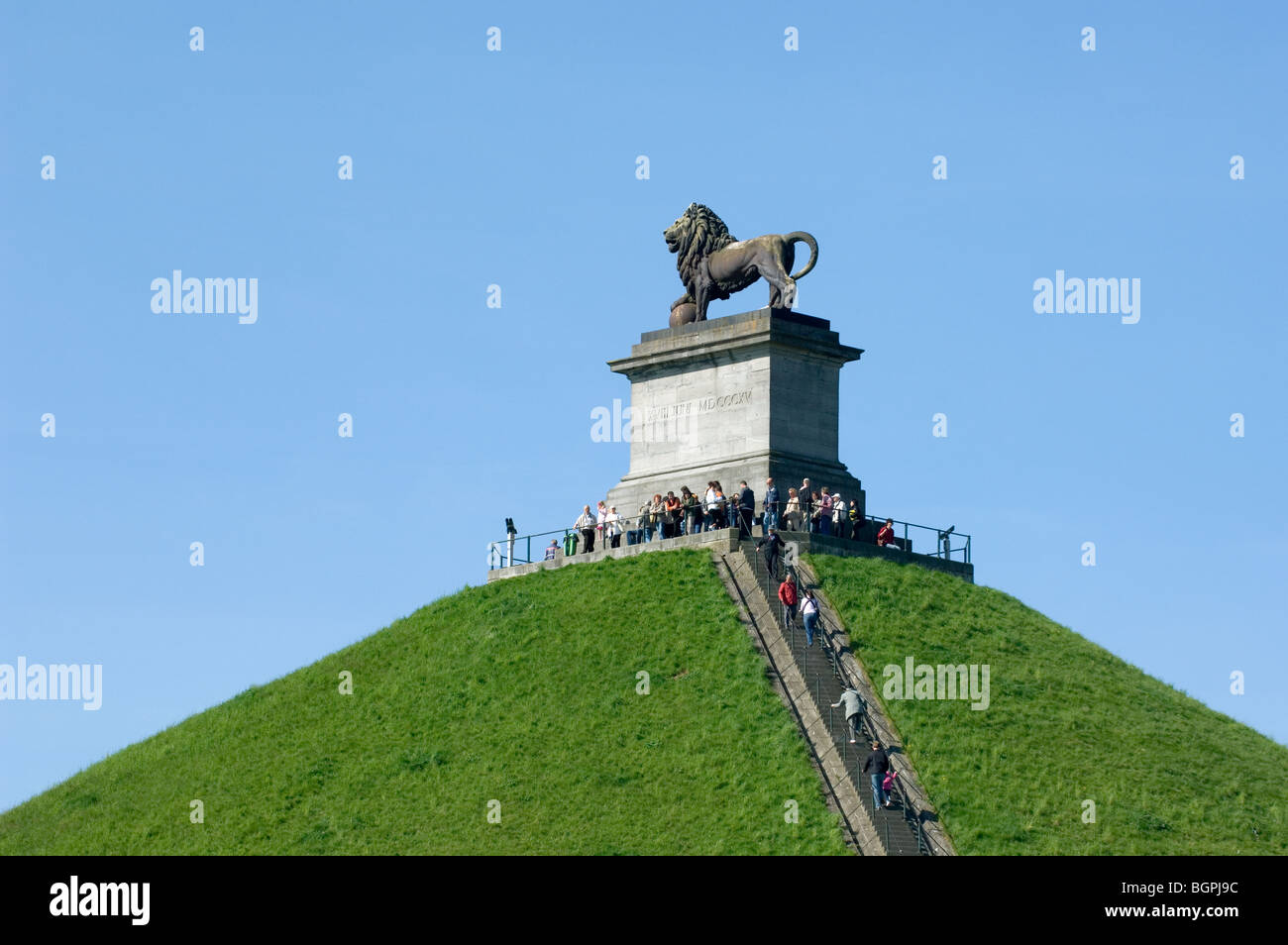 Lion Hill / Lion's Mound / Butte du Lion monumento in memoria del 1815 Battaglia di Waterloo, Eigenbrakel vicino a Bruxelles, in Belgio Foto Stock