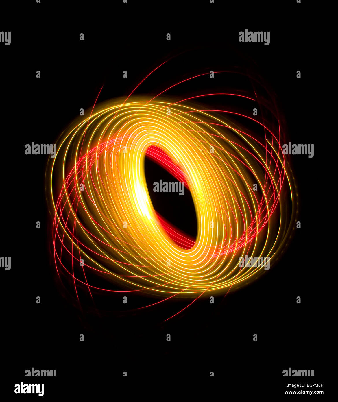 Rosso e giallo luce Physiogram spiralato Foto Stock
