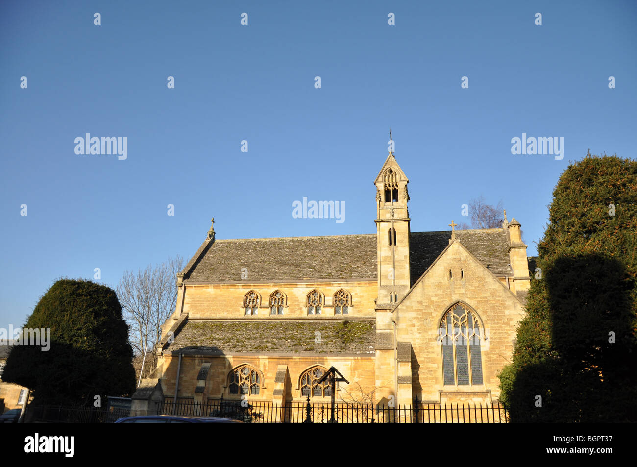 Chipping Campden chiesa torre del Gloucestershire cristianesimo luogo di culto cristiano Foto Stock