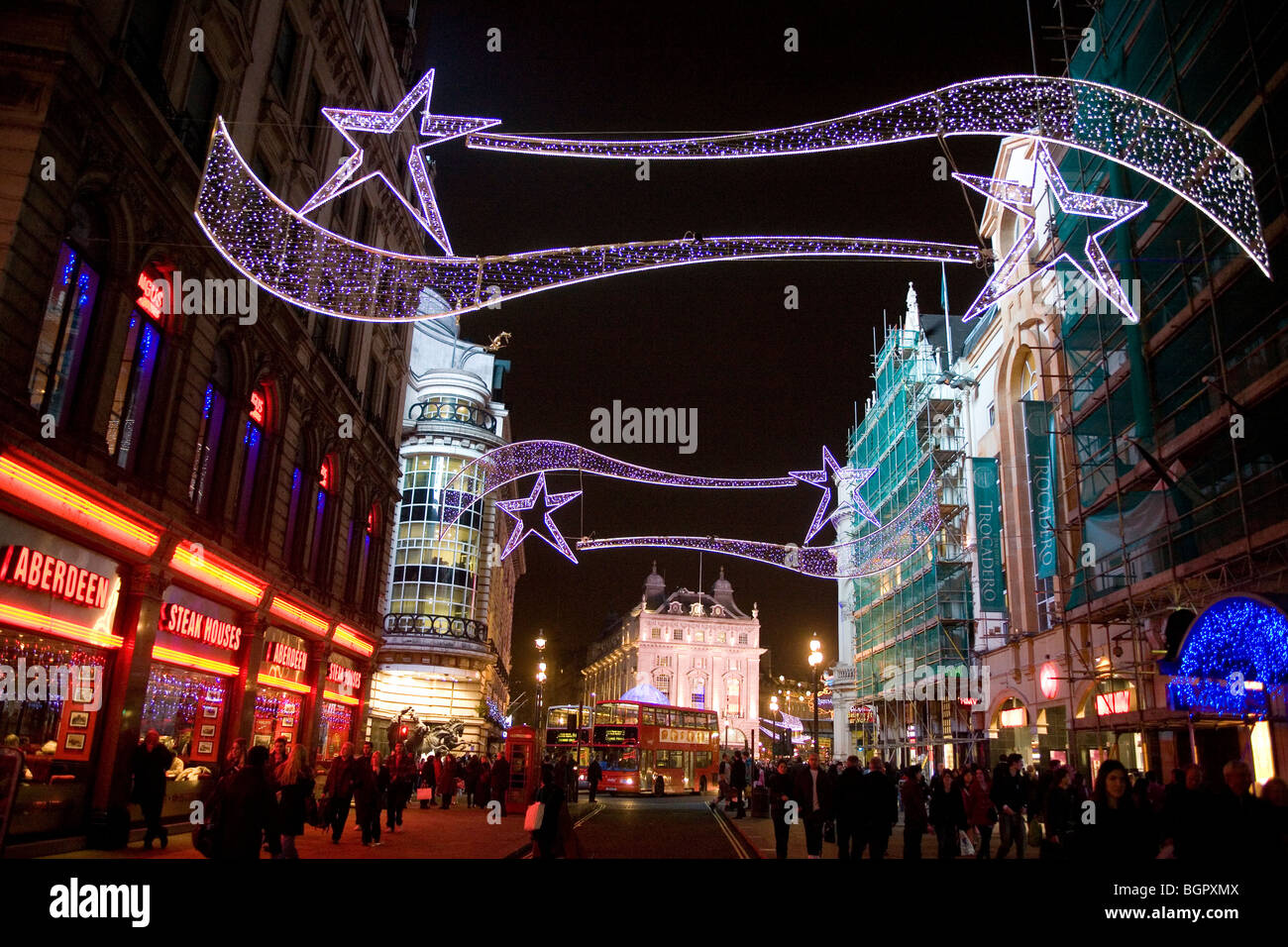 Le decorazioni di Natale a Londra, Inghilterra, Regno Unito Foto Stock