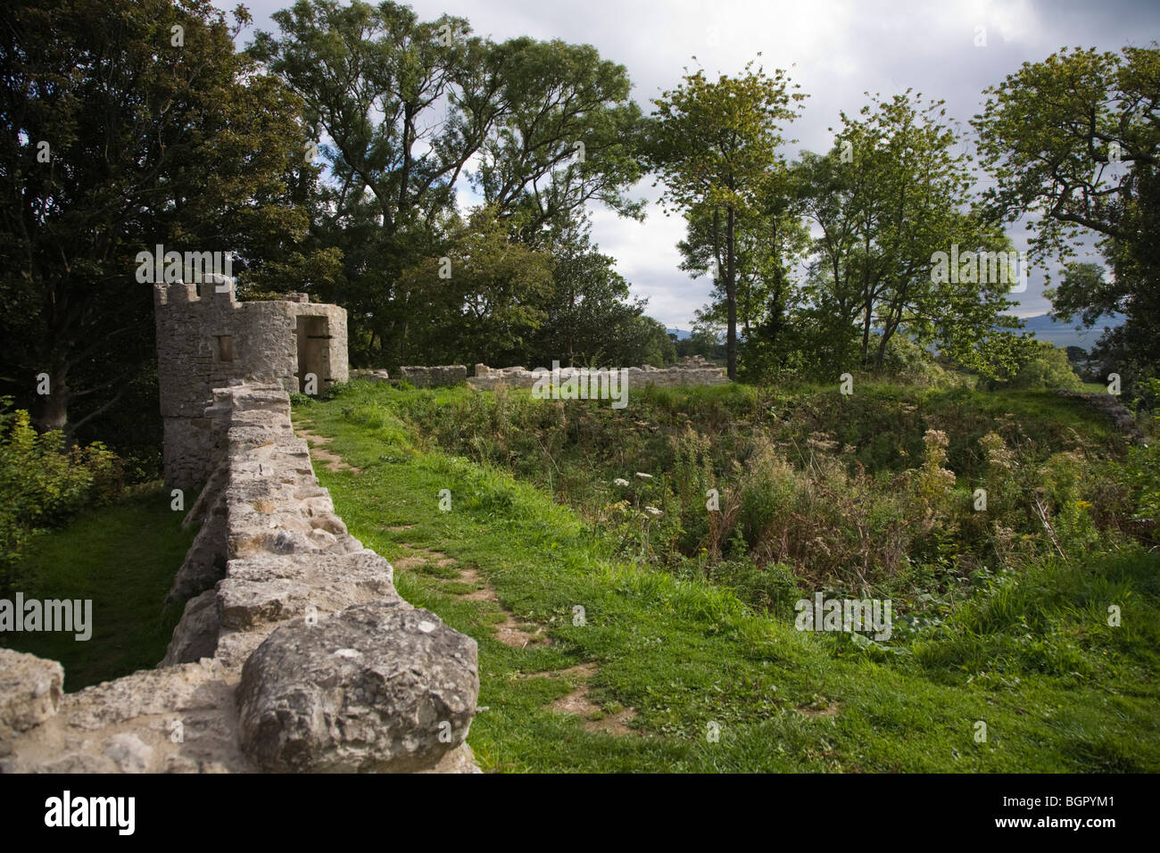 Castello Aberlleiniog, Galles, Anglesey Foto Stock