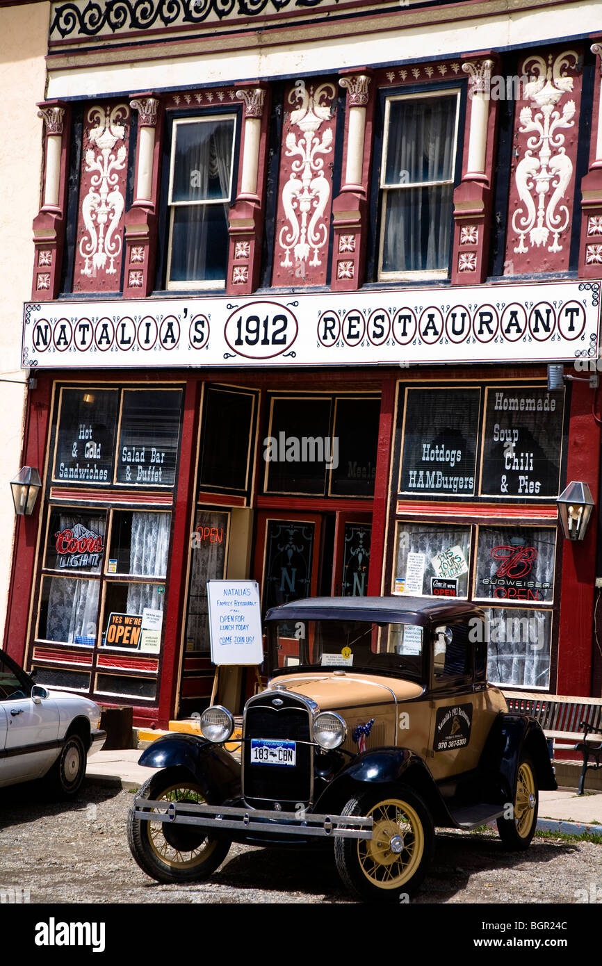 Silverton, old west città mineraria, l'elevazione di 9,318 piedi nella Contea di San Juan Colorado, STATI UNITI D'AMERICA Foto Stock