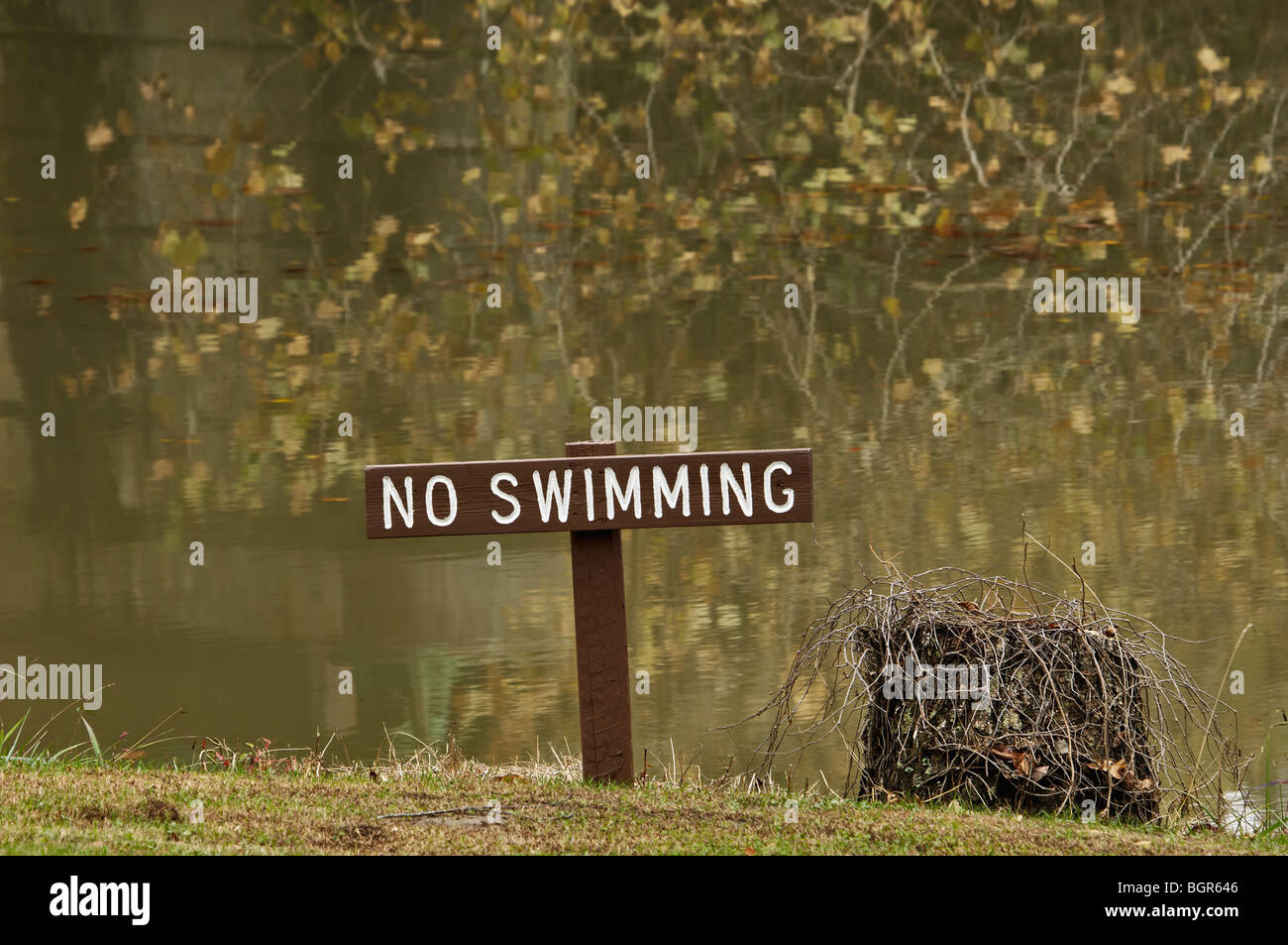 Nessun segno di nuoto sul lupo fiume in Alvin C York sito storico dello Stato in Pall Mall, Tennessee Foto Stock