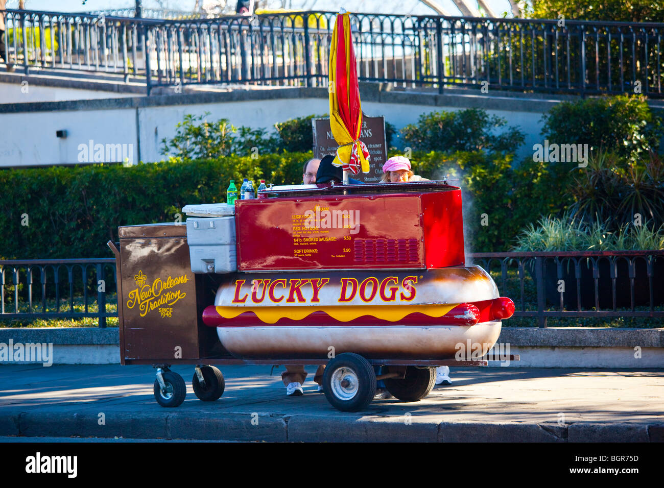 Hot Dog stand nel Quartiere Francese di New Orleans LA Foto Stock