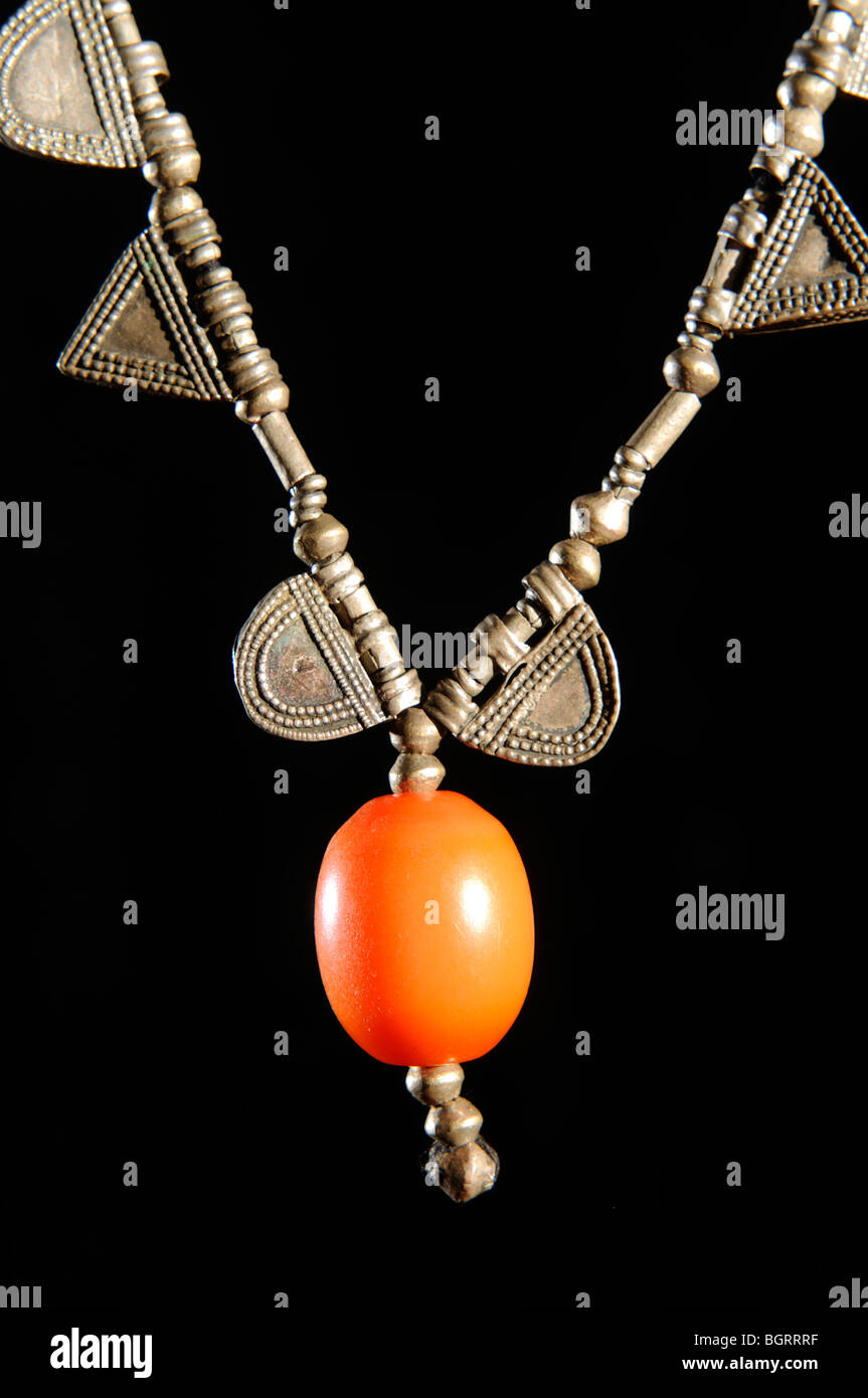 Collana etiope con ambra Foto Stock