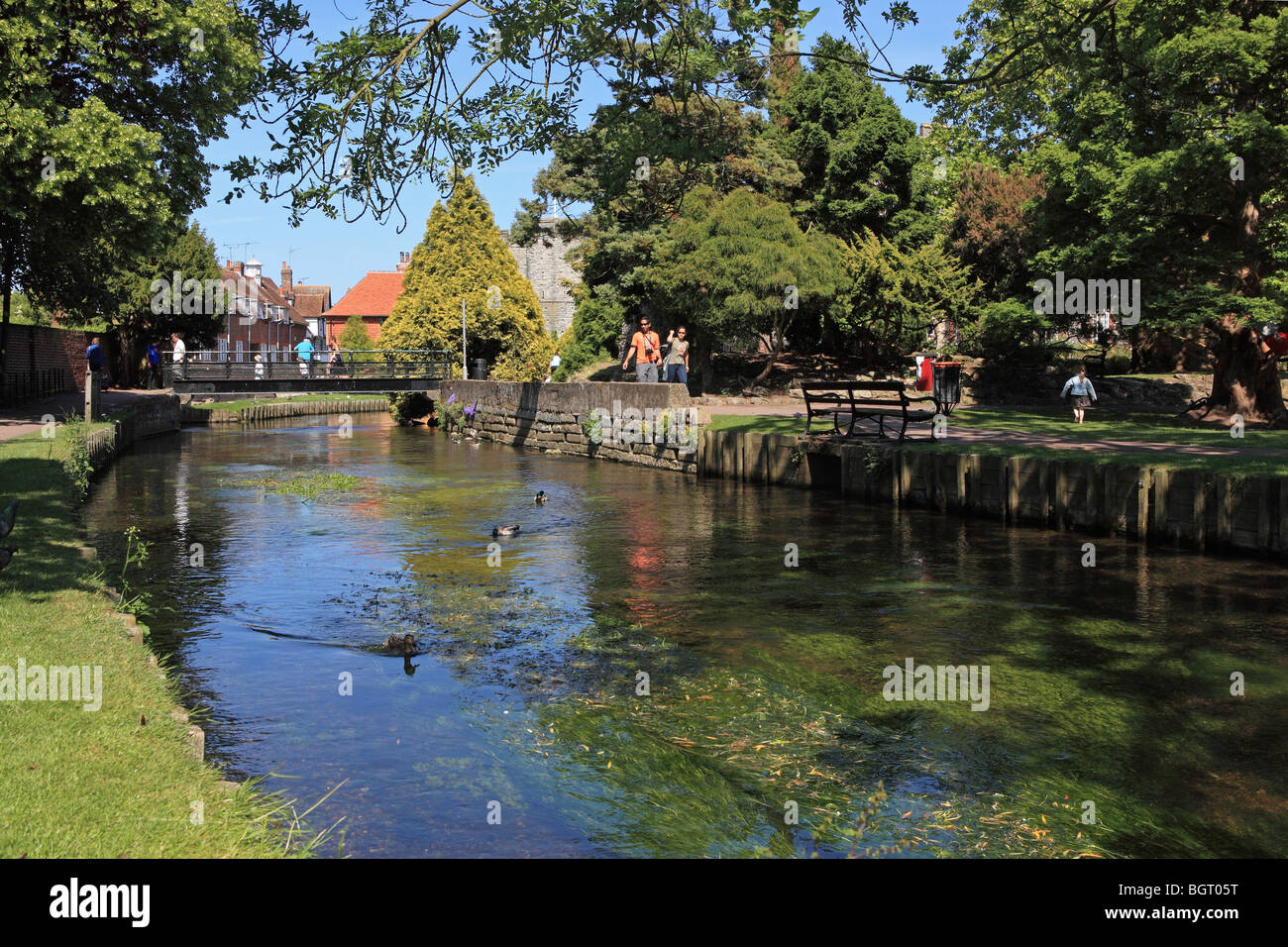 Kent, Canterbury, Westgate giardini, Grande Fiume Stour Foto Stock