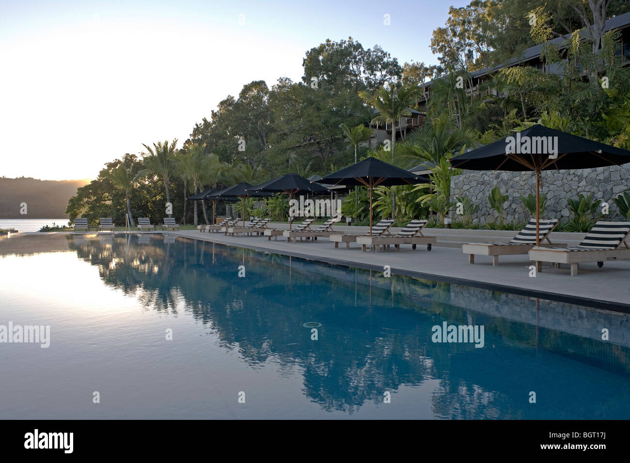 Il Qualia resort, Hamilton Island, della grande barriera corallina, Queensland, Australia. La piscina principale. Foto Stock