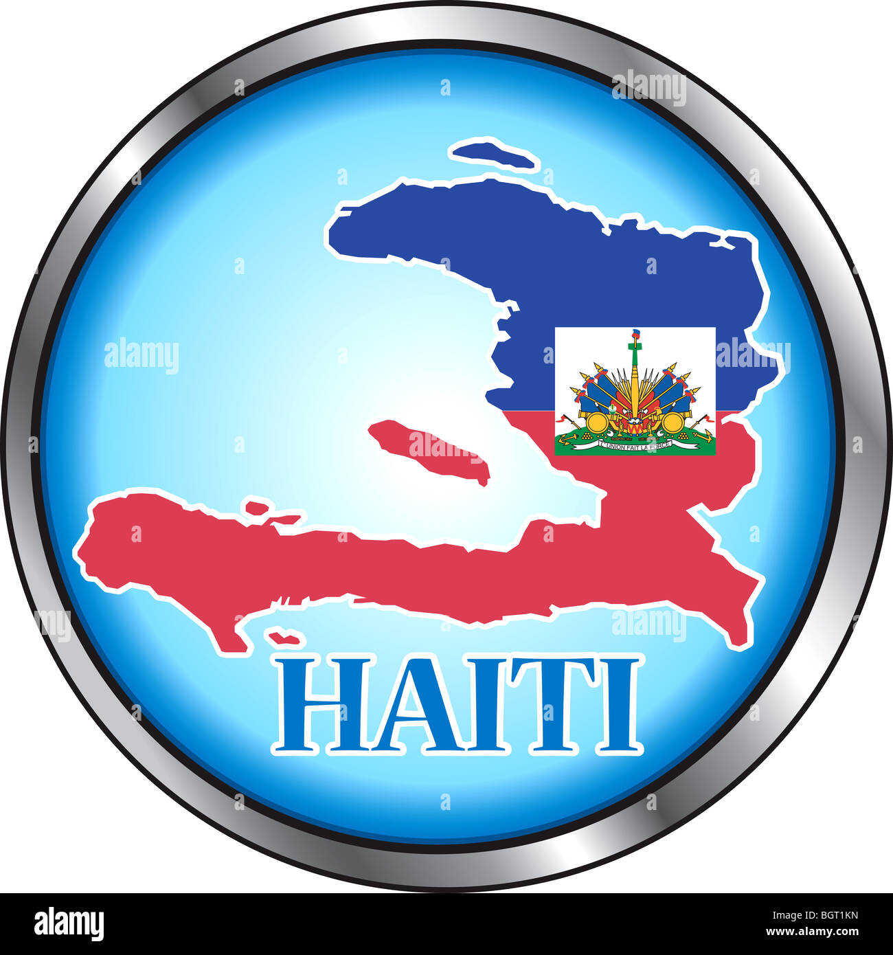 Vettore icona pulsante per Haiti. Foto Stock