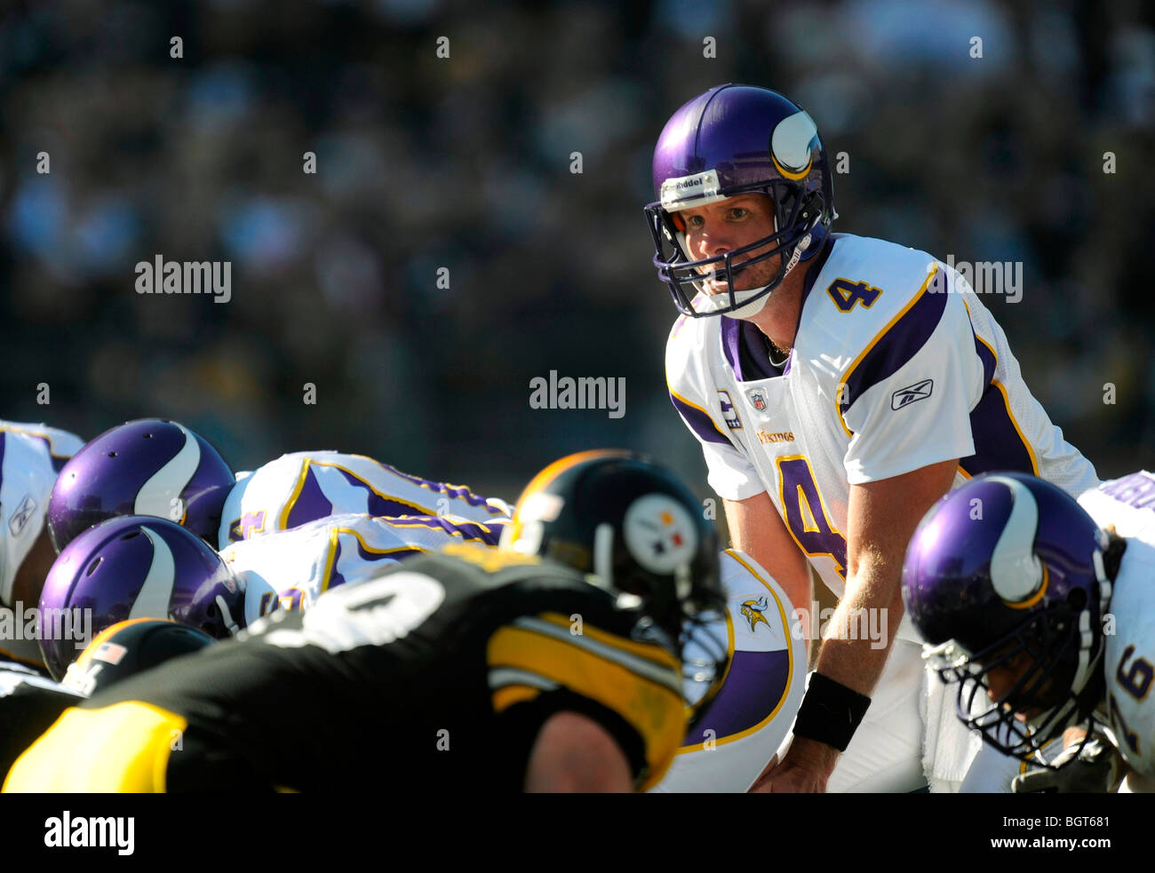 Brett Favre #4 quarterback del Minnesota Vikings Foto Stock