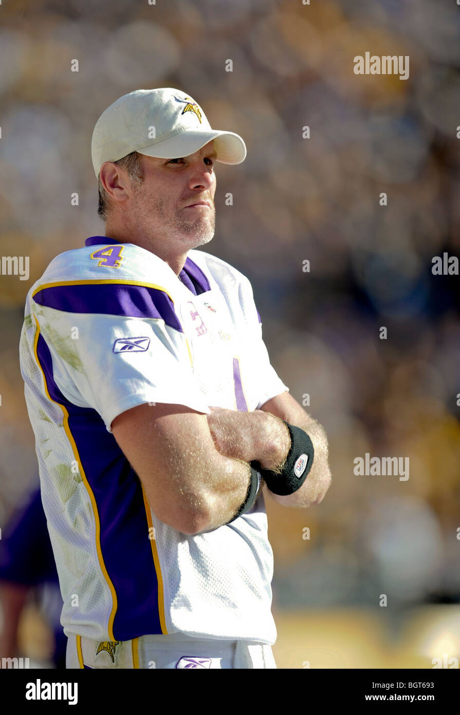Brett Favre #4 quarterback del Minnesota Vikings Foto Stock