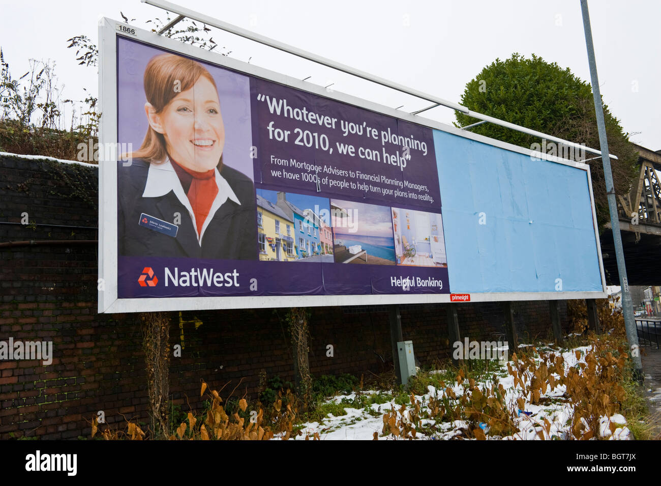 Tabellone primesight sito per NatWest bank in Newport South Wales UK Foto Stock