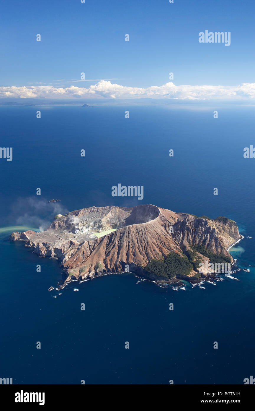 White Island, vulcano attivo, Baia di Planty, Isola del nord, Nuova Zelanda - aerial Foto Stock