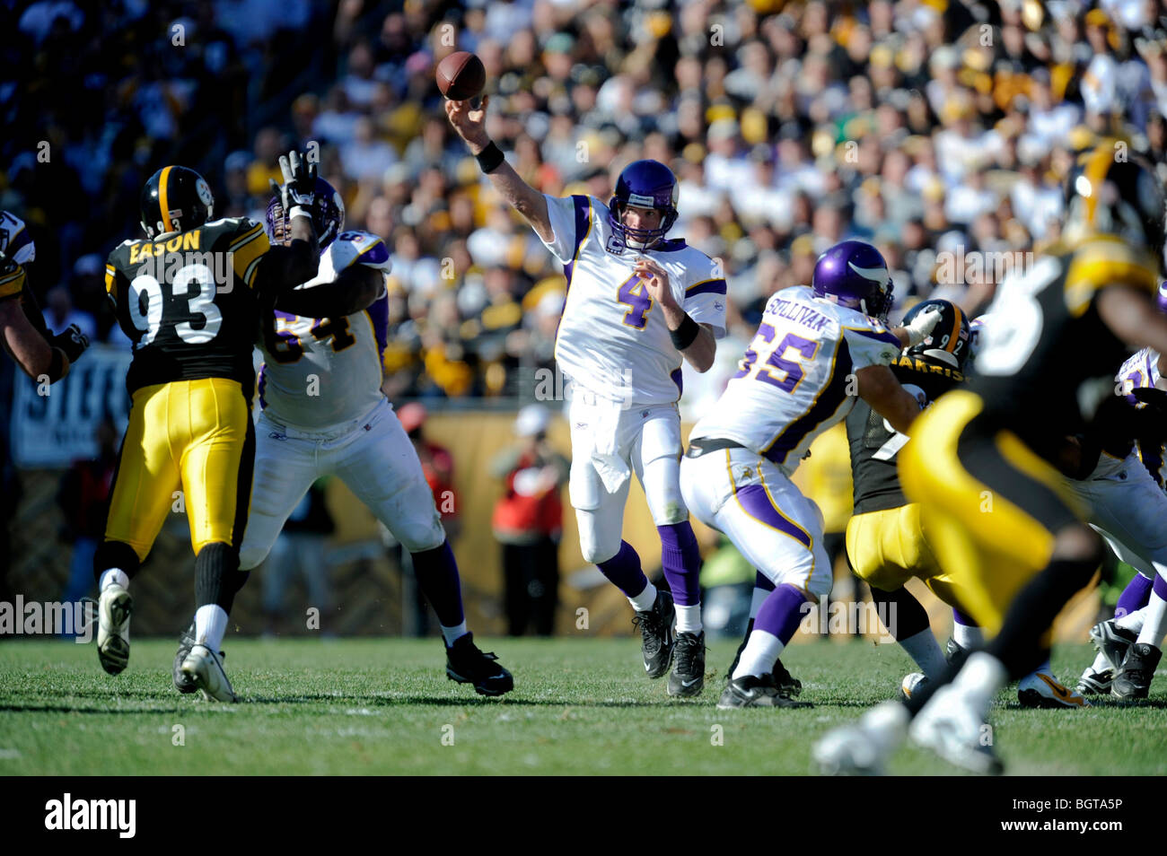 Brett Favre #4 quarterback del Minnesota Vikings Foto Stock