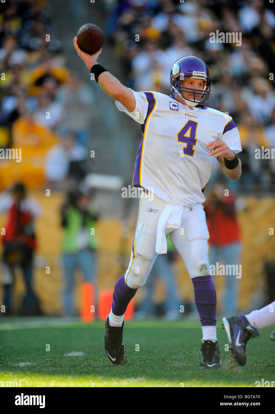 Brett Favre #4 quarterback del Minnesota Vikings Foto Stock