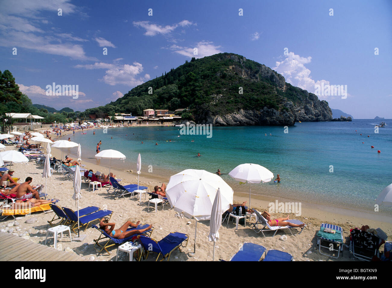Grecia, Isole Ionie, Corfù, spiaggia di Paleokastritsa Foto Stock