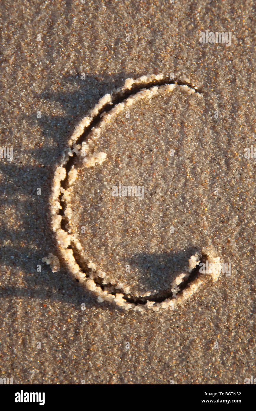 Lettera scritta in spiaggia Foto Stock