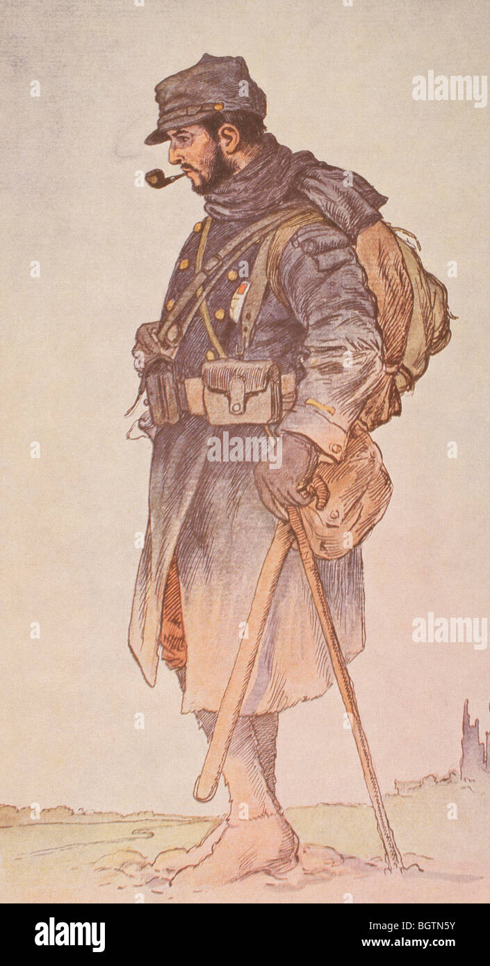 Ufficiale francese vestita per l'inverno sul fronte occidentale durante la Prima Guerra Mondiale. Foto Stock