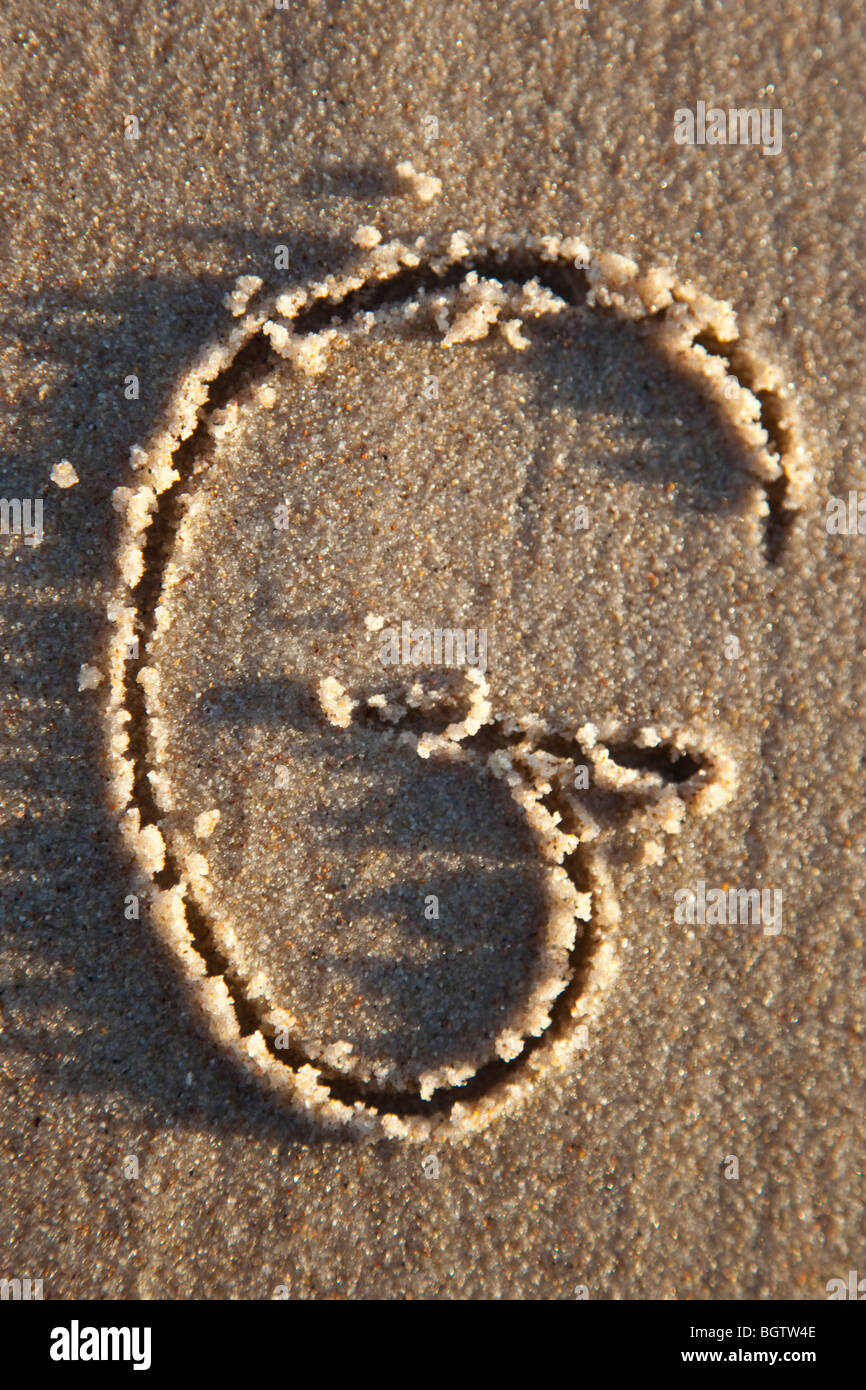 Lettera scritta in spiaggia Foto Stock