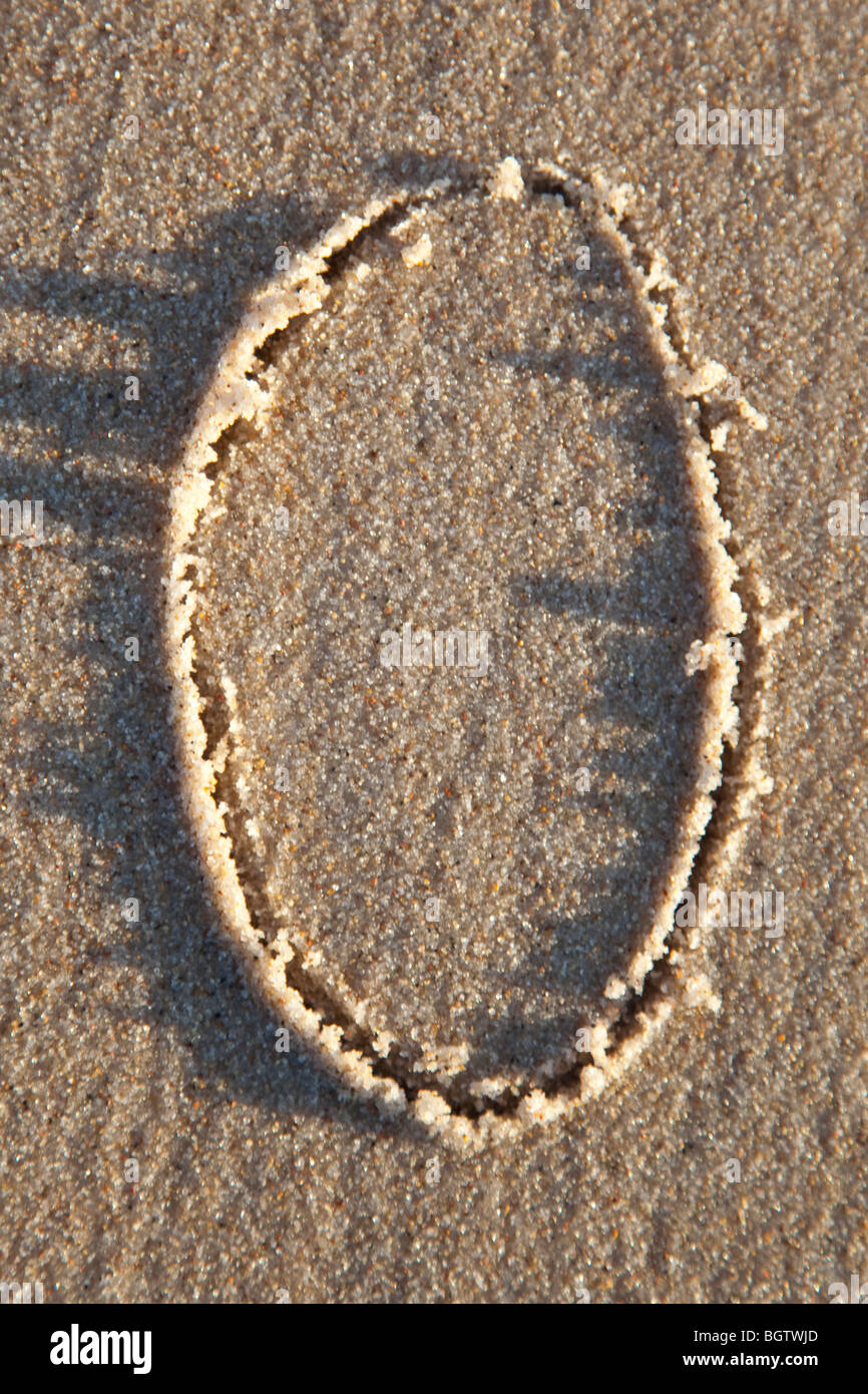Lettera scritta in spiaggia Foto Stock